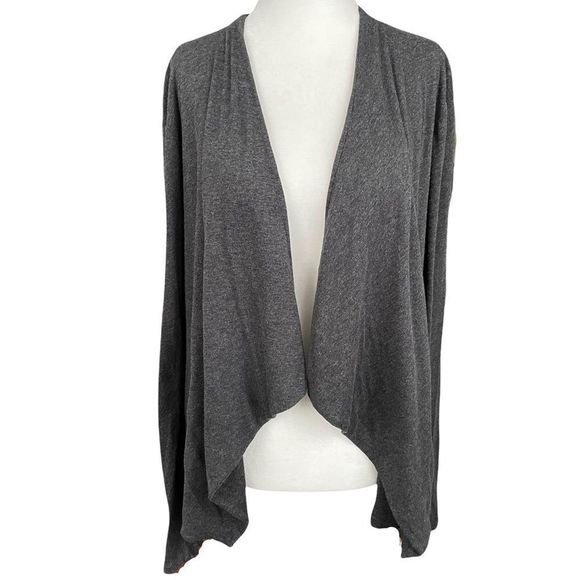 J Crew Charcoal Drape Front Shawl Cardigan Lightweight Cotton Sweater - Picture 1 of 8